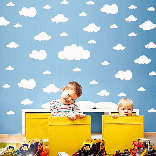 68pcs/set Mixed Size 2.5-25cm Cartoon Clouds Wall Stickers For Kids Baby Rooms Home Decor Art Mural Peel And Stick PVC Wallpaper