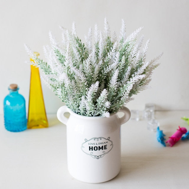 1 Bundle Artificial Flowers Romantic Provence Lavender Plastic Wedding Decorative Vase for Home Decor Grain Christmas Fake Plant